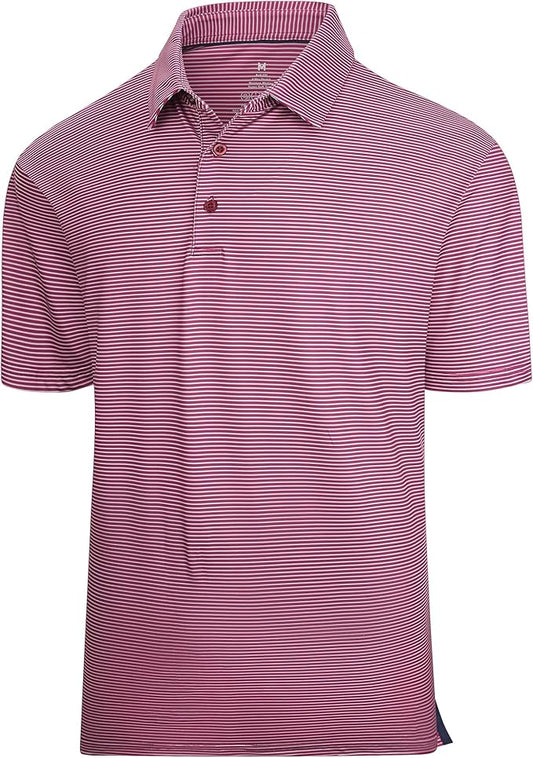 Esabel.C Jacquard Golf Shirts for Men Moisture Wicking Short Sleeve Performance Dry Fit Active Mens Polo Shirts