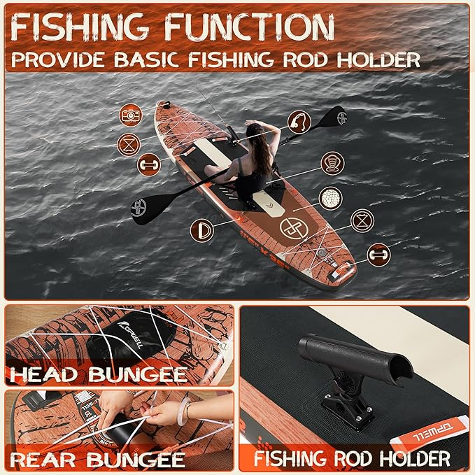 UPWELL 10'6"/11'/11'6" Inflatable Paddle Board, Stand Up Paddlboard for Youth & Adults, Stable Design, Premium SUP Accessories, Backpack, Leash, Hand Pump, Fins