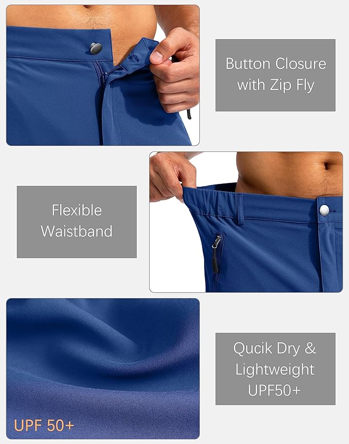 Pudolla Men's Hiking Cargo Shorts 9" Lightweight Outdoor Work Shorts for Men Travel Golf Camping Casual with 5 Zipper Pockets