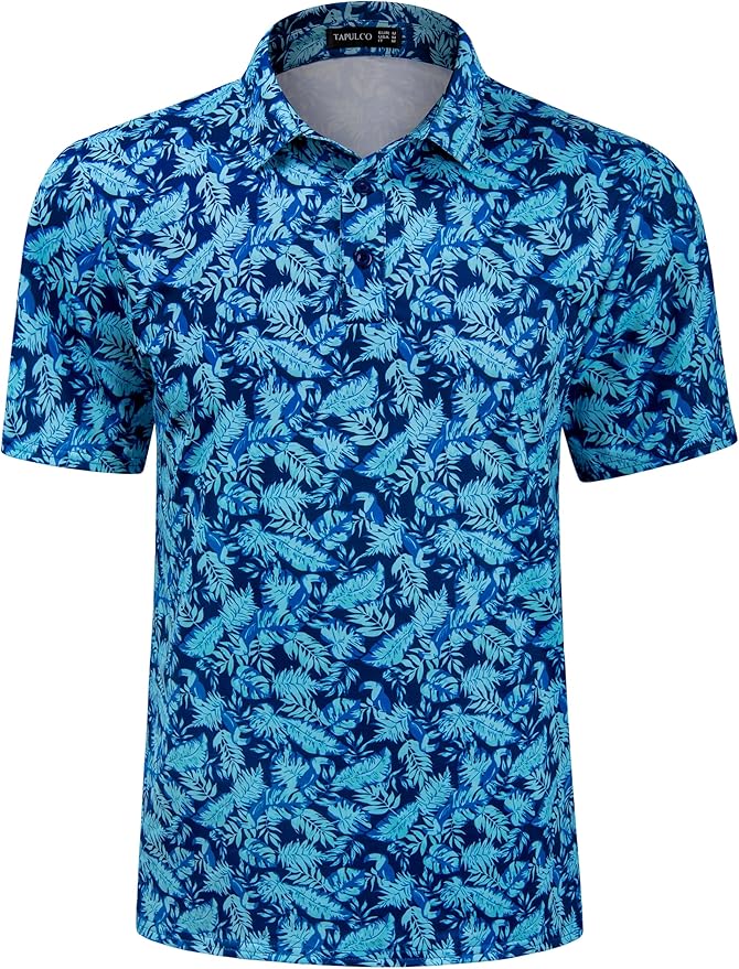 TAPULCO Mens Quick Dry Polo Shirts Camouflage Pattern Performance Athletic Lightweight Breathable Casual Golf Tshirts