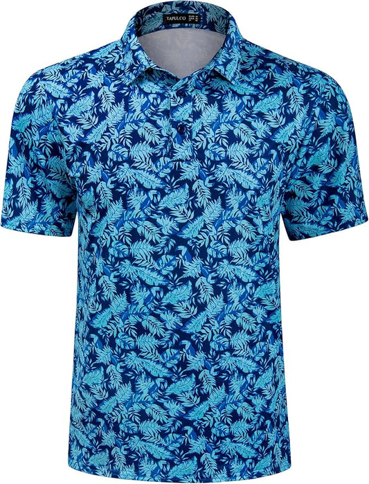 TAPULCO Mens Quick Dry Polo Shirts Camouflage Pattern Performance Athletic Lightweight Breathable Casual Golf Tshirts