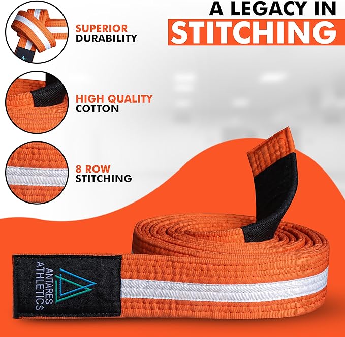 Brazilian Jiu Jitsu Belts Preshurunk Martial Arts Youth BJJ Belts for Girls & Boys with BJJ Ranking Stripes