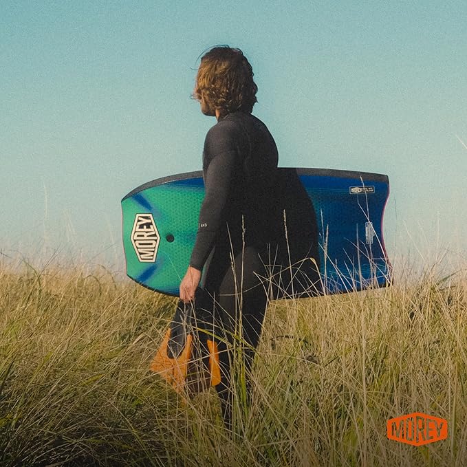 MOREY® Mach 12 MDS, 42.5" Bodyboard. Dynamic Speed Body Boards for Beach, for All Skill Levels, Embedded Fiberglass Stringer, with Coil Leash. Re-Engineered 2025 Model