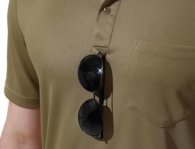 TBMPOY Men's Polo Shirts with Pocket Short Sleeve Quick Dry Casual Sports Outdoor Golf Shirt