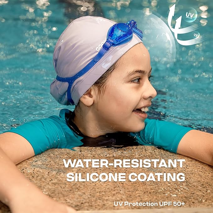 COOLMATE Fabric Swim Cap for Adult Women Men Kid 3 4 6 8 14 16, Silicone Water Resistant Layer, Cloth Swim Cap Gifts for Swimmers, Lightweight for Pool, Lap Swimming (1 pc)