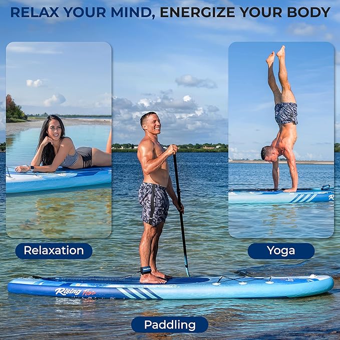 SereneLife Inflatable Stand Up Paddle Board with Premium SUP Accessories – Wide Stable Design with Non-Slip EVA Deck Pad for Adults and Youth of All Skill Levels, 350 lbs Capacity