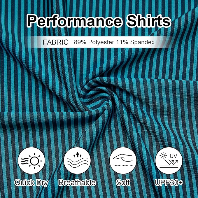 Golf Shirts for Men - Moisture Wicking Short Sleeve Performance Sport Casual Striped Collared Mens Polo Shirt