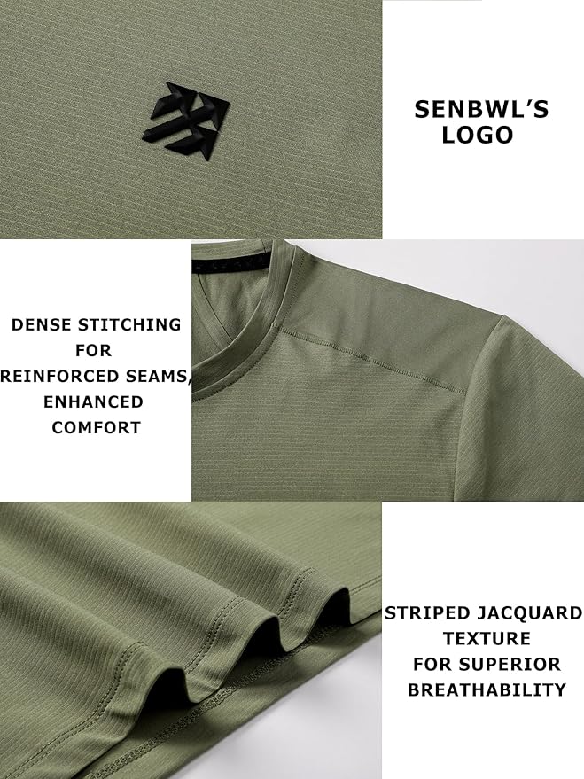 Mens Seamless Workout T-Shirts Lightweight Moisture Wicking Running Hiking Camping Tennis Pickleball Shirts for Men