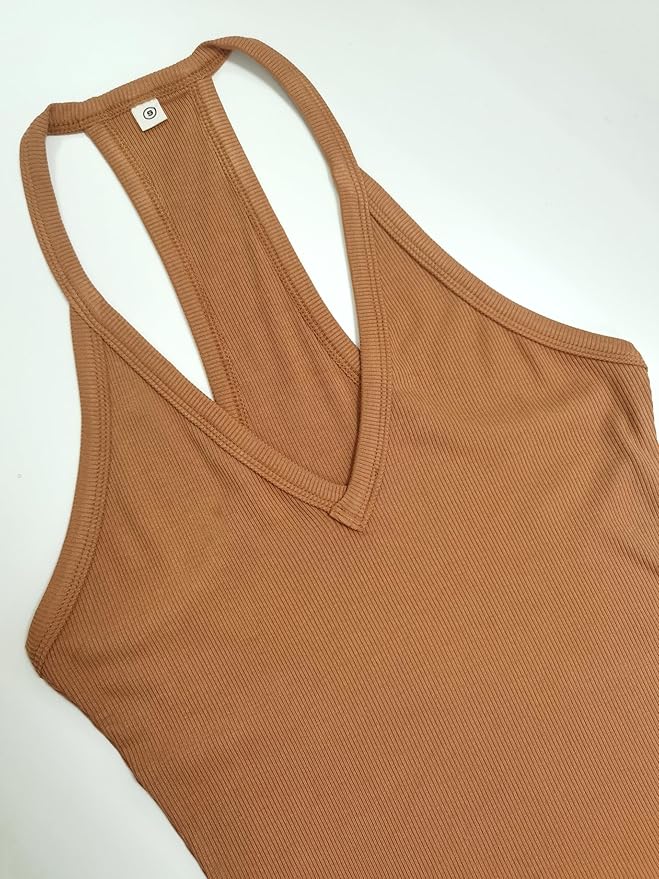 iGENJUN Workout Tops for Women Racerback Basic Tank Summer 2025 Camisole V Neck Slim Fit Ribbed Sleeveless
