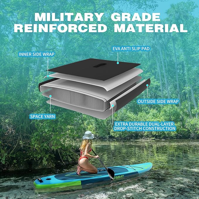 Inflatable Stand Up Paddle Board – Durable SUP for Adults & Youth,33" Wide Blow Up Paddle Board with Paddle, Pump, Backpack,Leash – All Around Stable for All Skill Levels, Carries up to 450 lbs