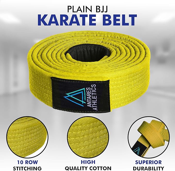 BJJ Belt for Men & Women Brazilian Jiu Jitsu Belt with Ranking Stripes Sleeve Bar Kids Jiu Jitsu Gi Belt
