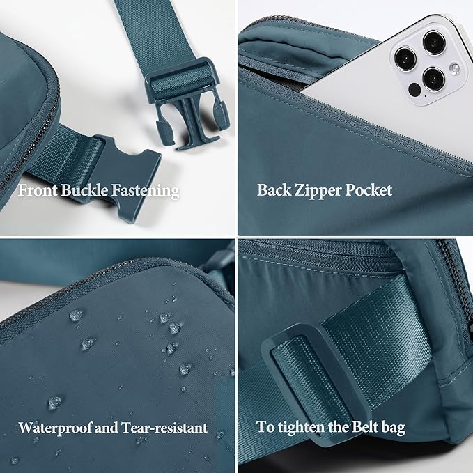 ODODOS Unisex Mini Belt Bag with Adjustable Strap Small Fanny Pack for Workout Running Traveling Hiking, Blue