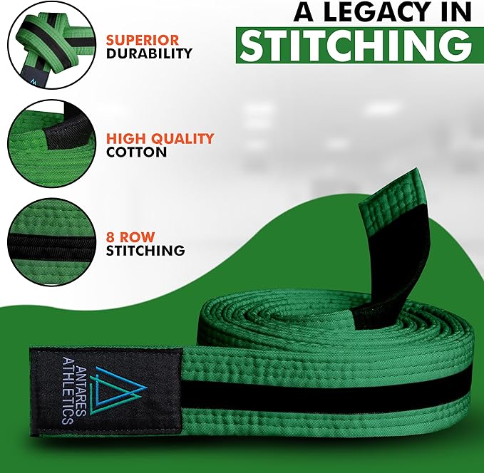 Brazilian Jiu Jitsu Belts Preshurunk Martial Arts Youth BJJ Belts for Girls & Boys with BJJ Ranking Stripes