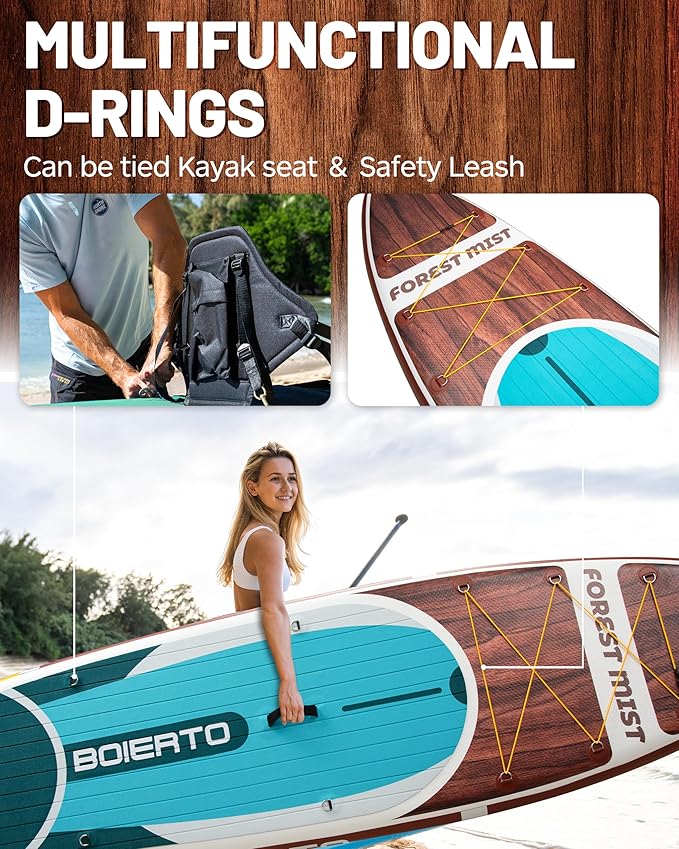 Inflatable Stand Up Paddle Board 10'8“*34"/11'*33" Extra Wide Paddle Boards for Adults, SUP with Premium Accessories & Nylon Backpack, Adjustable Paddle, Hand Pump, Bottom Fin, Leash