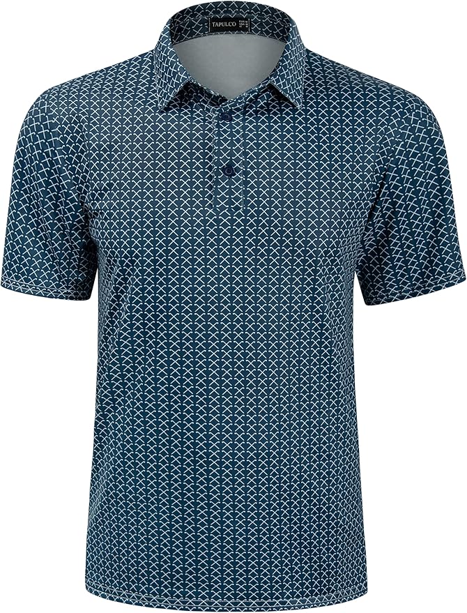 TAPULCO Mens Quick Dry Polo Shirts Camouflage Pattern Performance Athletic Lightweight Breathable Casual Golf Tshirts