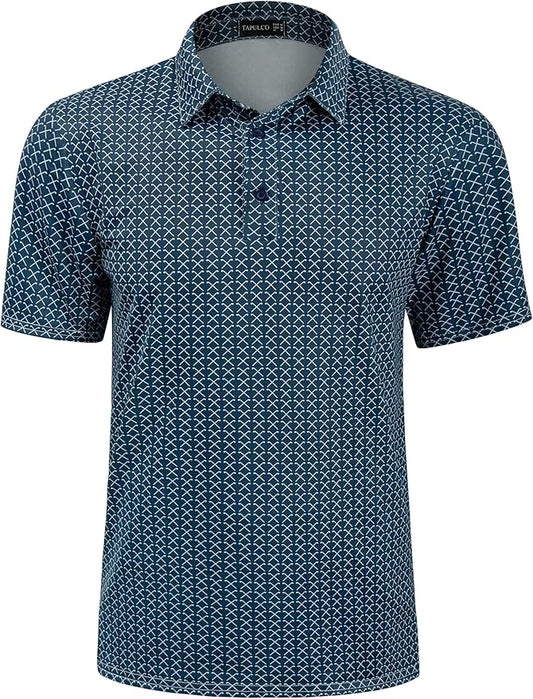 TAPULCO Mens Quick Dry Polo Shirts Camouflage Pattern Performance Athletic Lightweight Breathable Casual Golf Tshirts